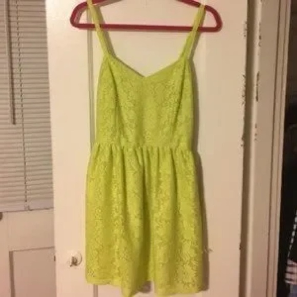 Bebop Lime Green Eyelet Mini Dress Medium